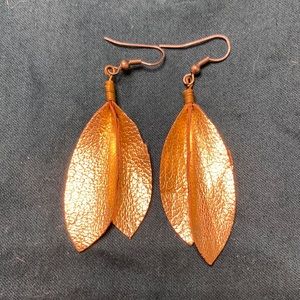Noonday Collection Leather Leaf Earrings
